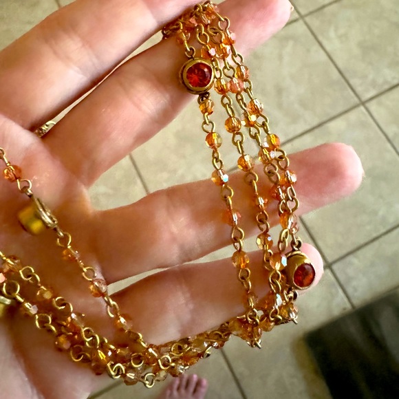 Vintage VSA Magdalena burnt orange stones & gold setting - Picture 5 of 14